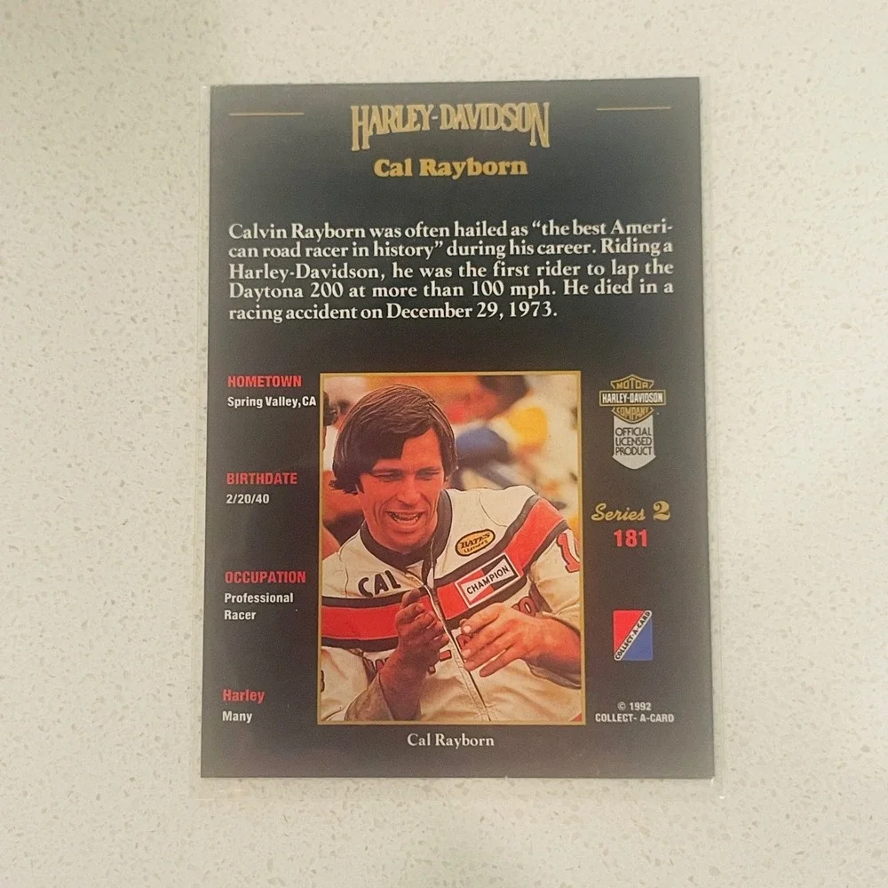 1992 Harley-Davidson Series 2 Cal Rayborn Trading Card 181 Collect-A-Card Racing